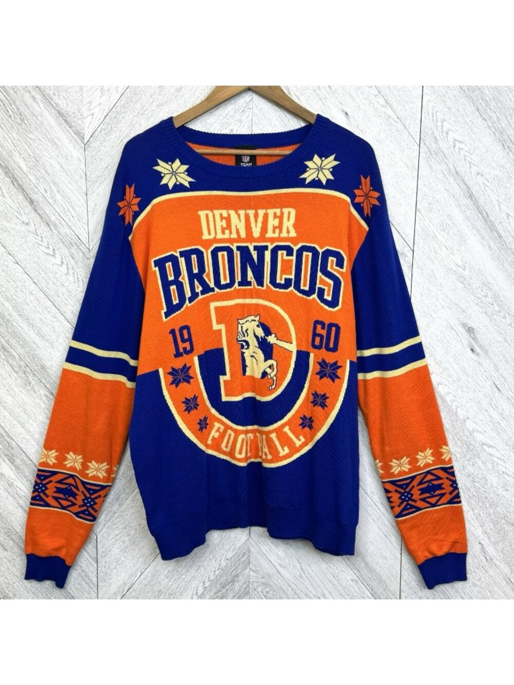 NFL Team Denver Broncos Knit Sweater Mens XL Ugly Christams Holiday Football